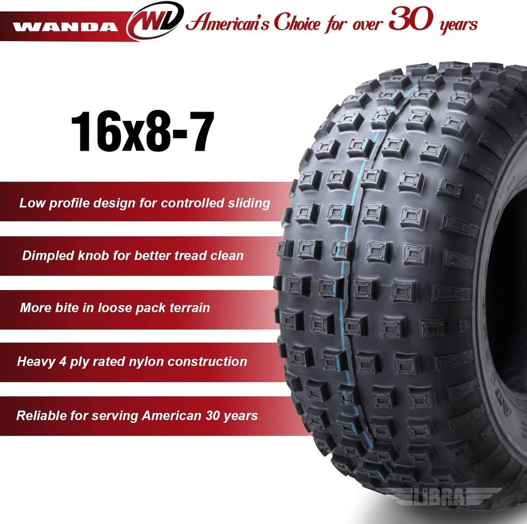 Set of 4 16x8-7 4PR ATV Tires U7186