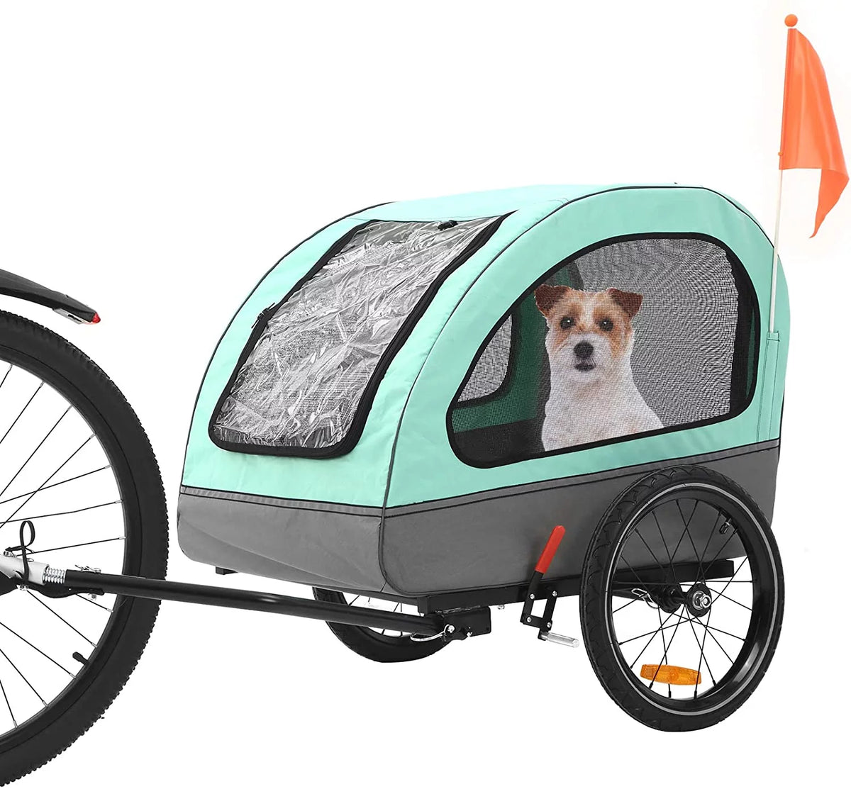 Foldable Dog Bike Trailer with Rear Entrance for Small and Medium Pets Under 88 lbs, Green N55037