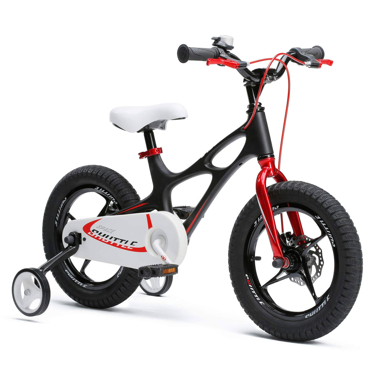 Lightweight Magnesium Kid's Bike with Disc Brakes, 14 inch with Training Wheels, Black Z5925