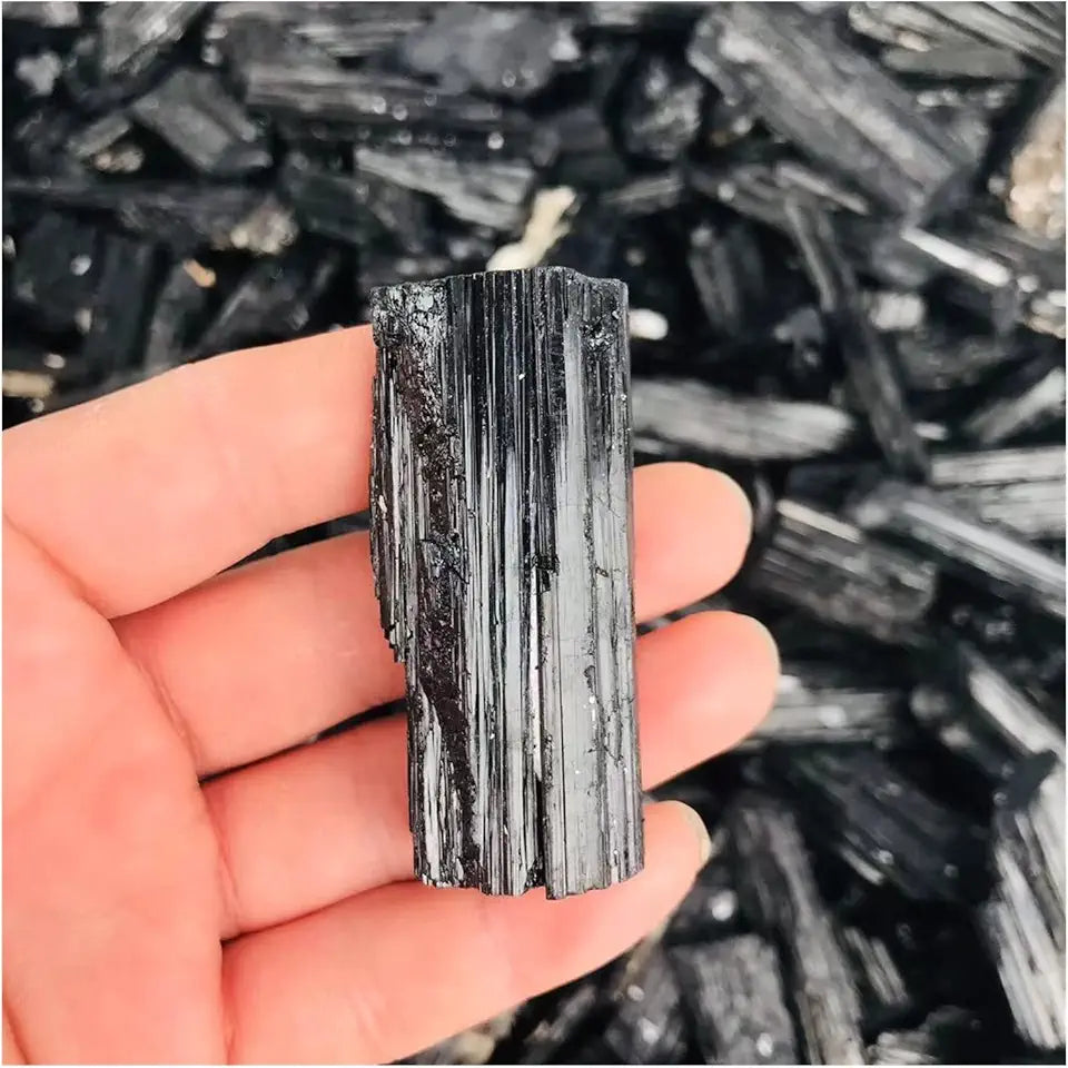 Black Tourmaline Quartz Crystal Point Specimen Q6300