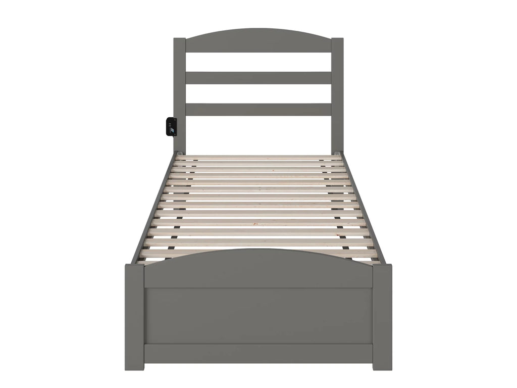 14" Twin XL Grey Wood Platform Bed Frame with Headboard and Footboard Z672