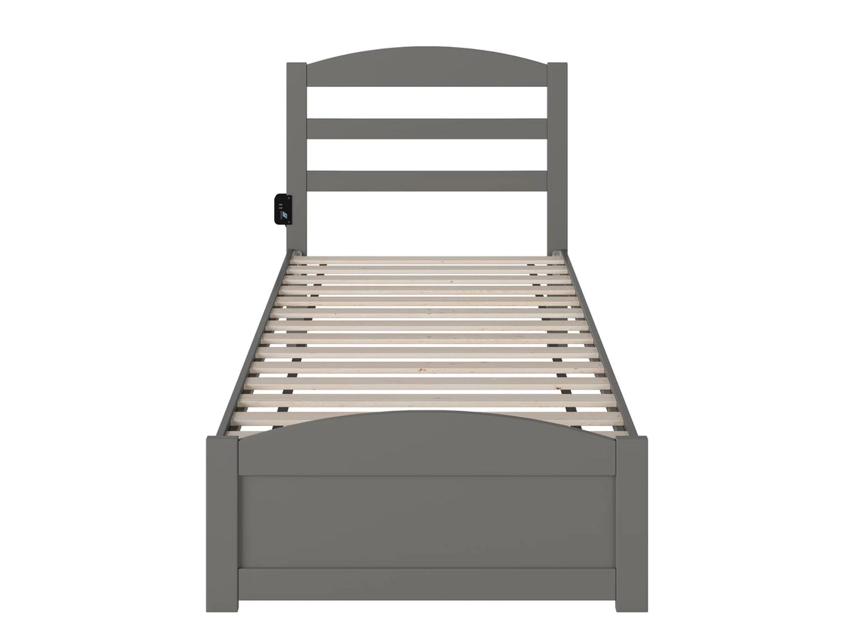 14" Twin XL Grey Wood Platform Bed Frame with Headboard and Footboard Z672