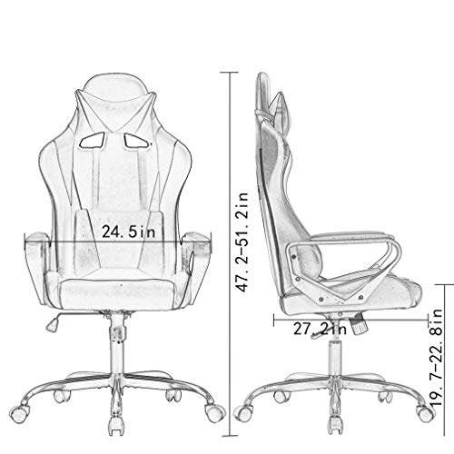 White Ergonomic High-Back Gaming Chair with Lumbar Support U81135