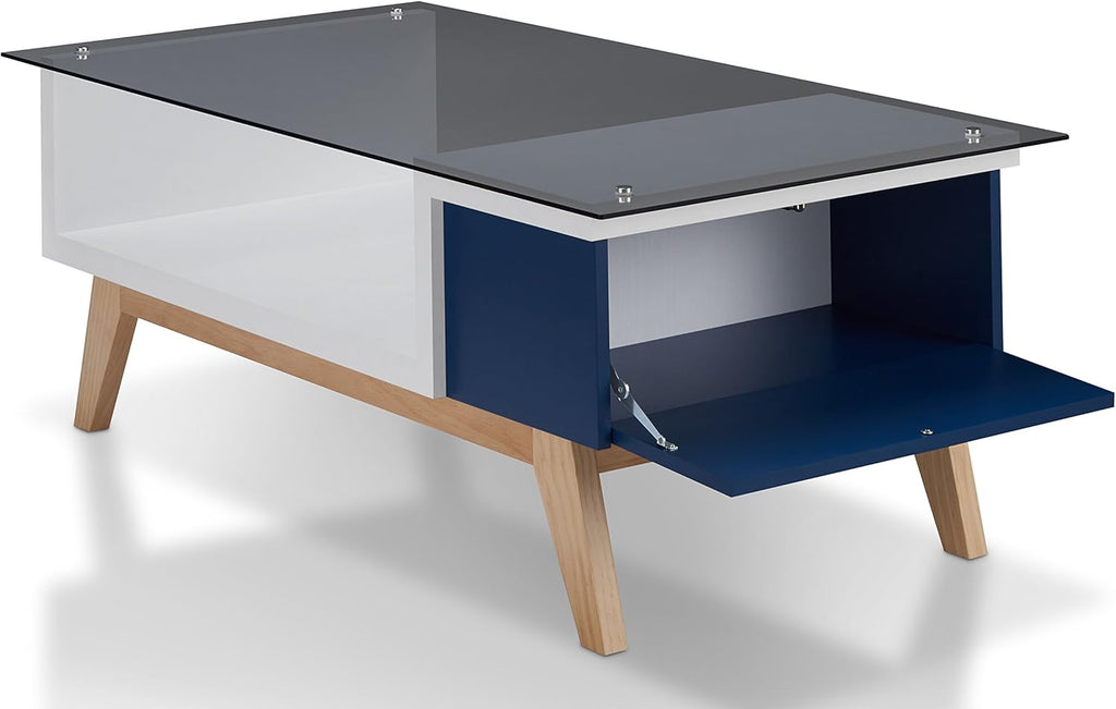 Mid-Century Coffee Table with Glass Top H483