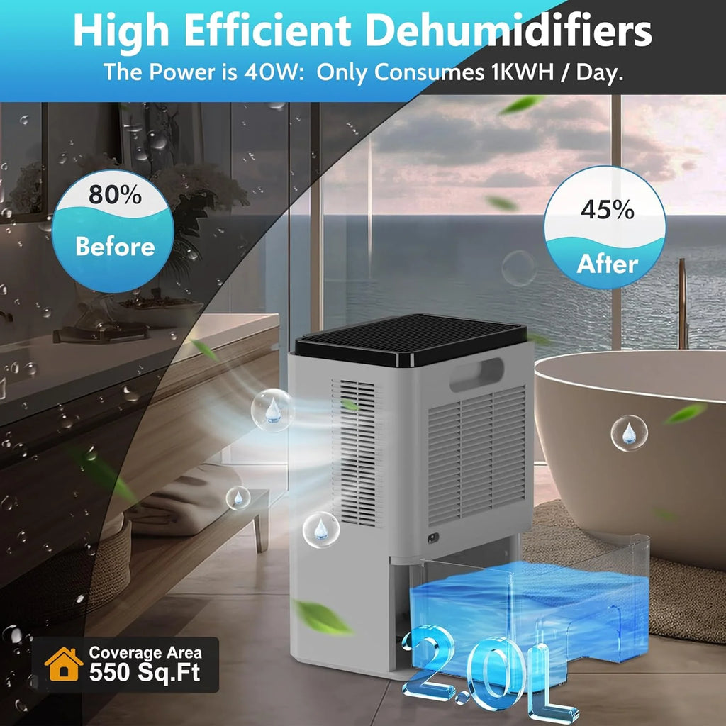 68 oz Portable Dehumidifier with Touch Control LCD Screen V5231