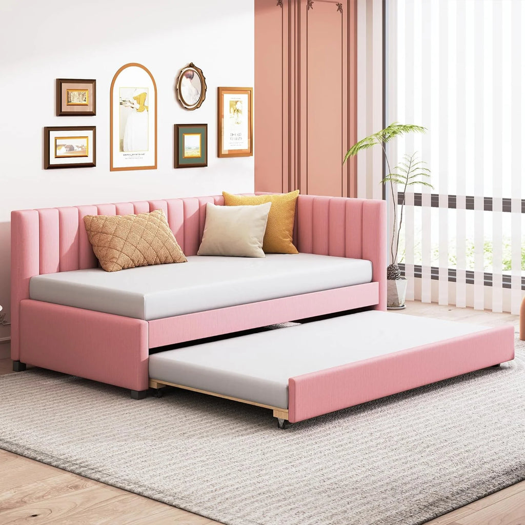 Upholstered L-Shape Daybed with Trundle S525724