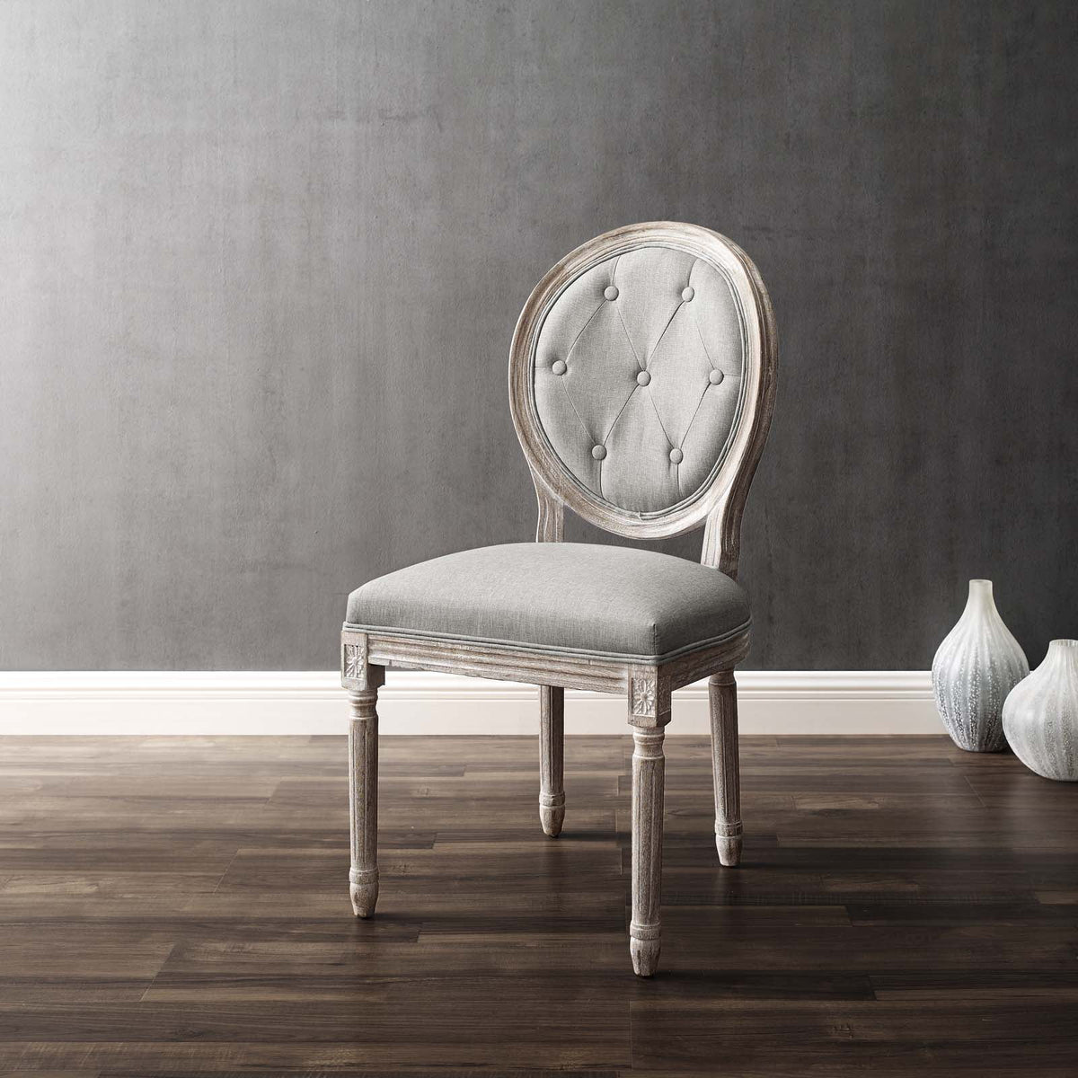 Light Grey Fabric Wood Dining Chair Z654479