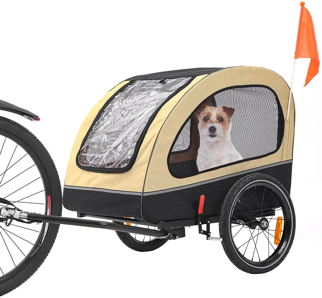 Foldable Dog Bike Trailer with Rear Entrance for Small and Medium Pets Under 88 lbs, Green N55037