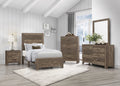 Twin Size Sleigh Bed Dresser Mirror Night Stand Rustic Brown E1150