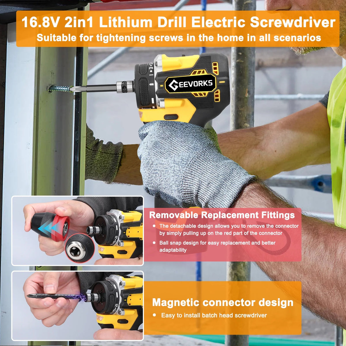 16.8V 2in1 Lithium Electric Screwdriver 45Nm Torque O575579