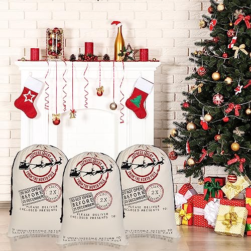 6 Pack Cotton Canvas Gift Bags With Drawstrings H38835