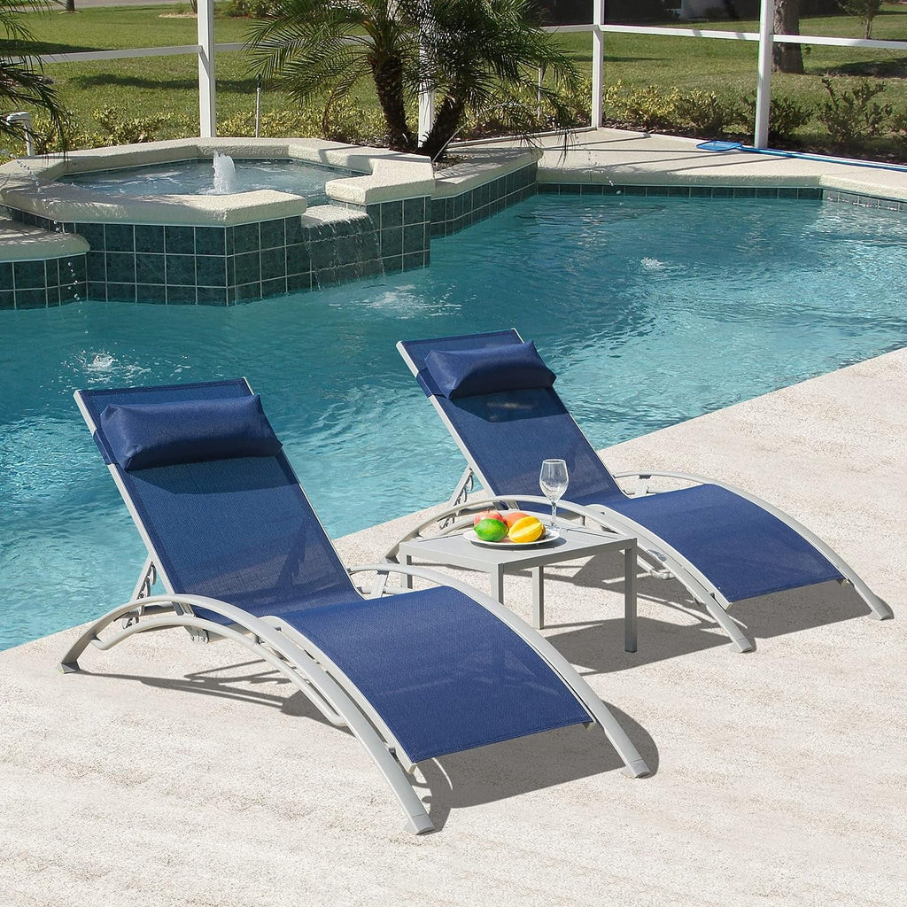Aluminum Lounge Chair Set of 3 with Side Table L16660
