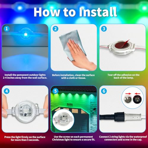 200FT Outdoor Lights with 100 LEDs, IP67 Waterproof T191917
