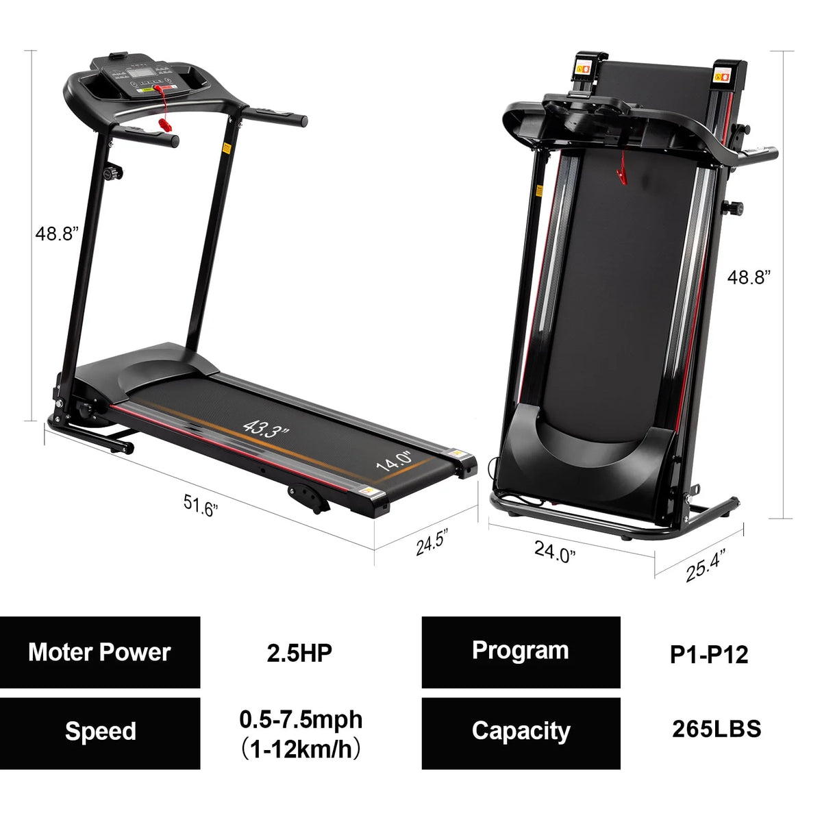 2.5HP Folding Treadmill with Incline Y842974