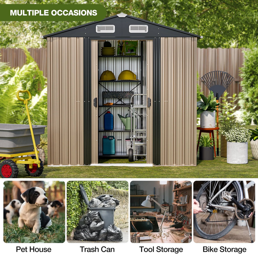 6 x 4 FT Waterproof Metal Outdoor Storage Shed F5684