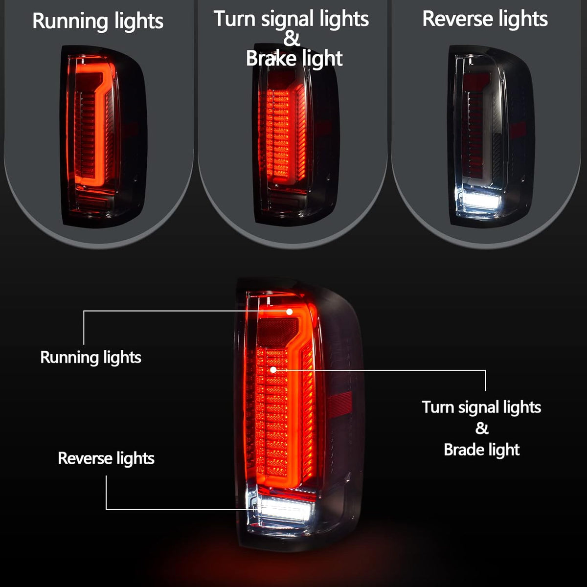 Black Smoked Lens LED Tail Lights A438911