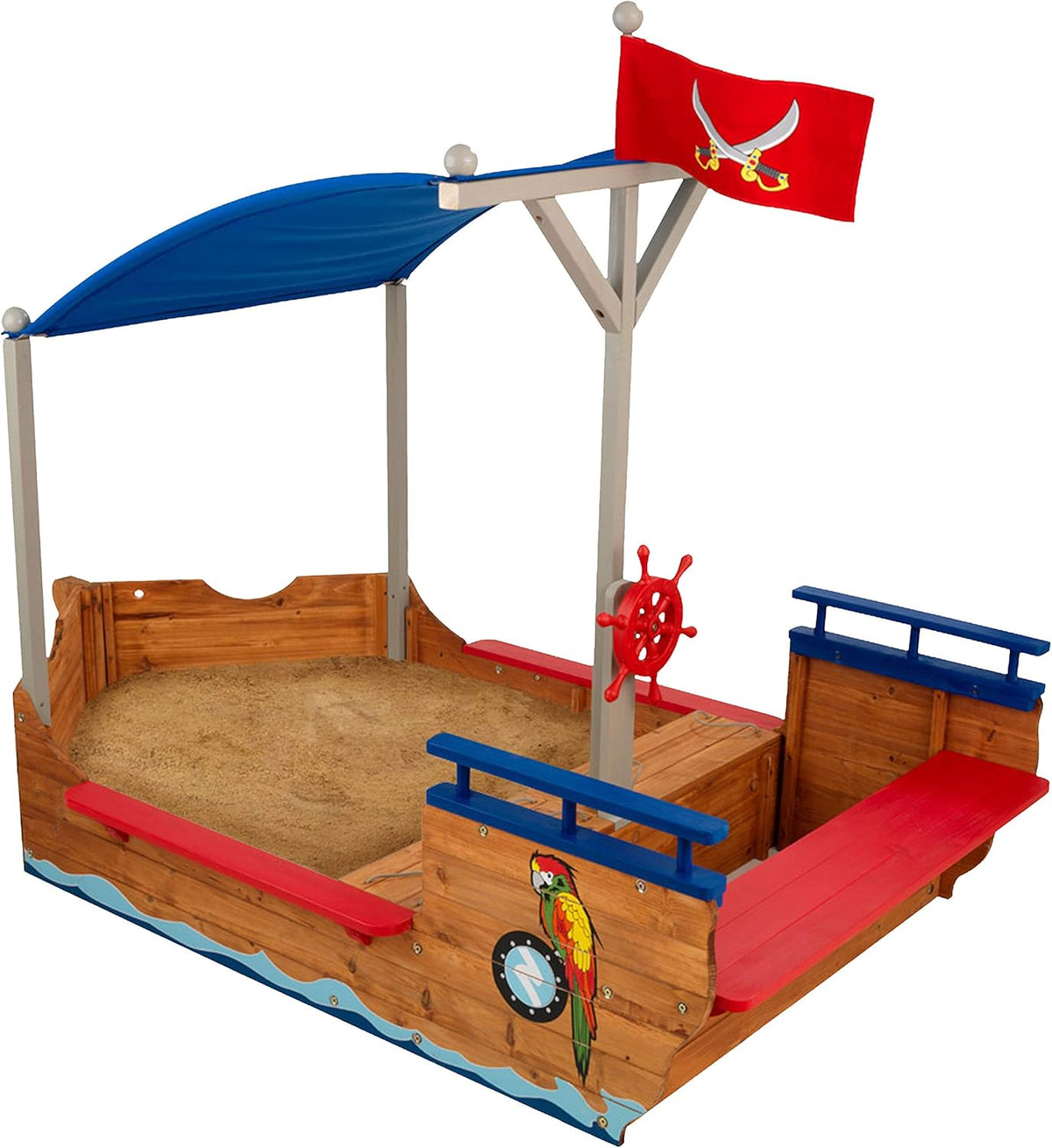 Wooden Pirate Sandbox with Canopy E2743