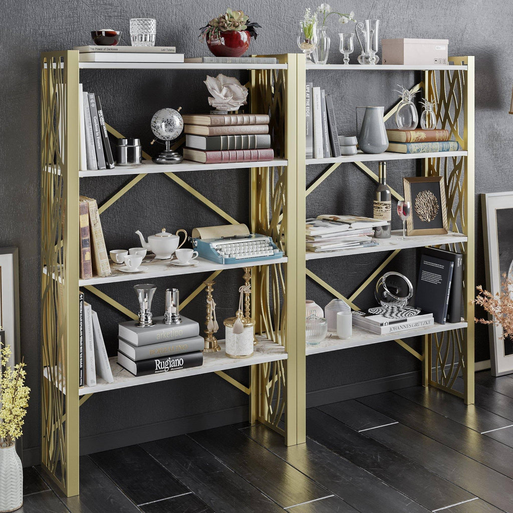 Tall Metal Wood Accent Bookcase H214