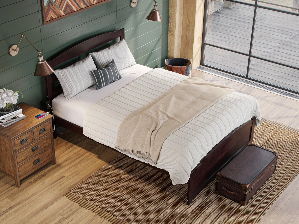 Queen Wood Platform Bed Frame with Headboard and Footboard M11418
