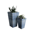 Set Of 2 Rectangular All-Weather Wicker Planter With Plastic Liner J204669