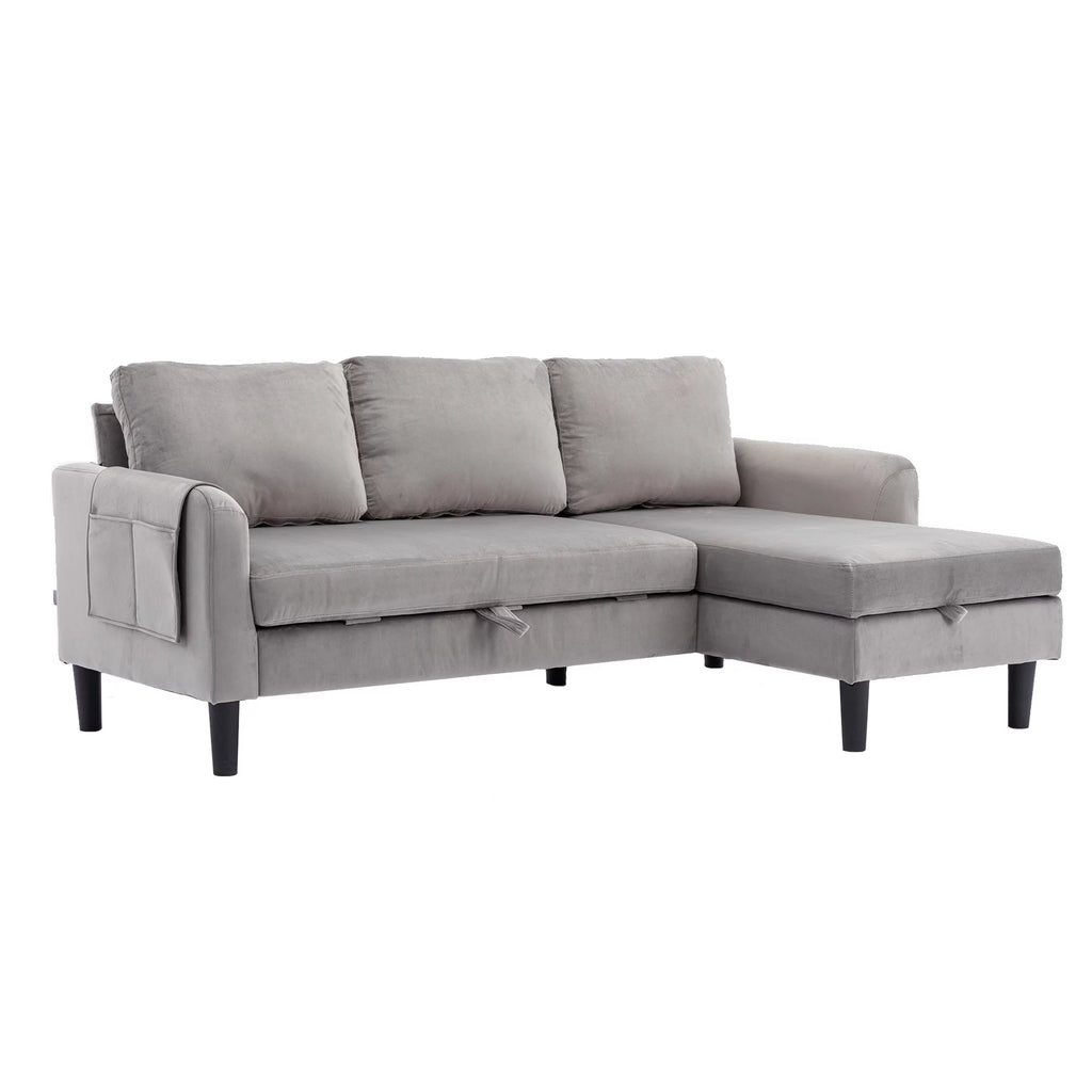 Gray Fabric Sectional Sleeper Sofa with Pull Out Bed R903170