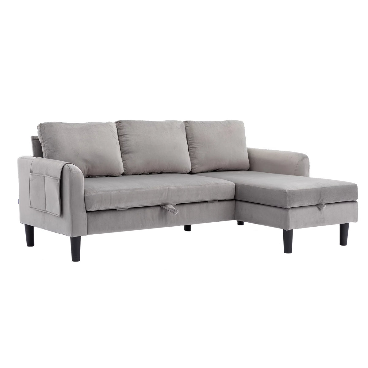 Gray Fabric Sectional Sleeper Sofa with Pull Out Bed R903170