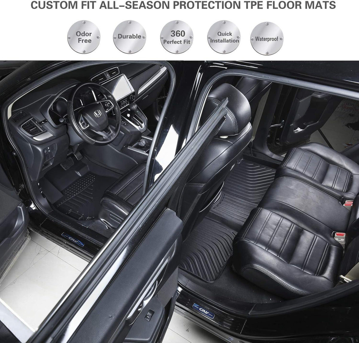 Black Waterproof Car Floor Mats Full Set V221485