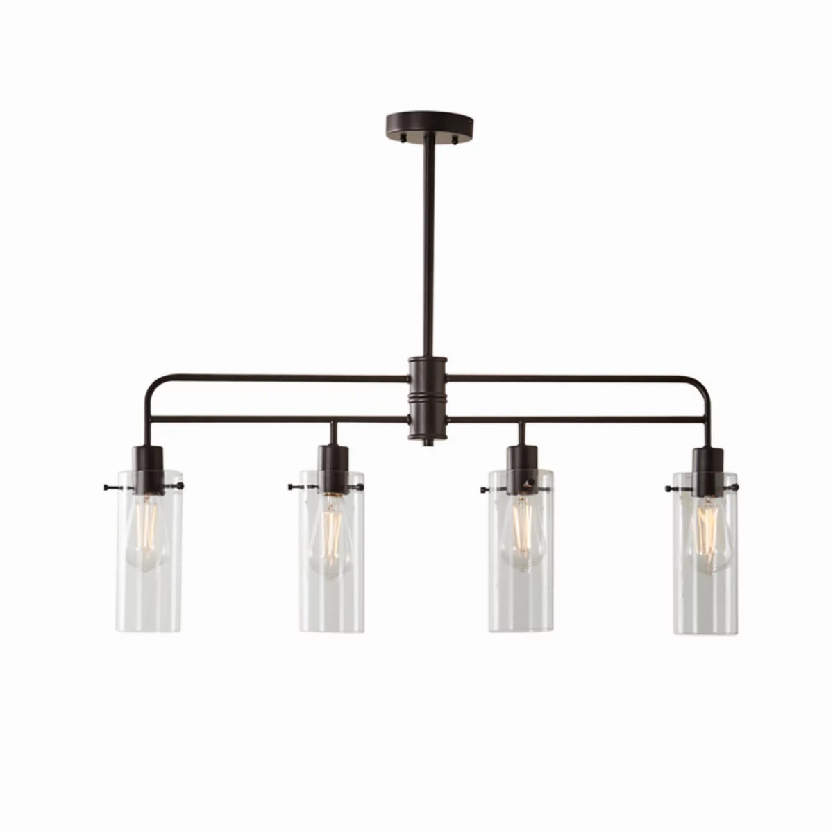 Bronze Metal Clear Glass 4-Light Island Pendant Light H17373