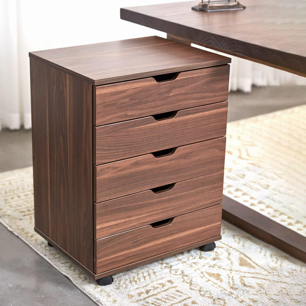 White 5 Drawer File Cabinet with Casters J2911