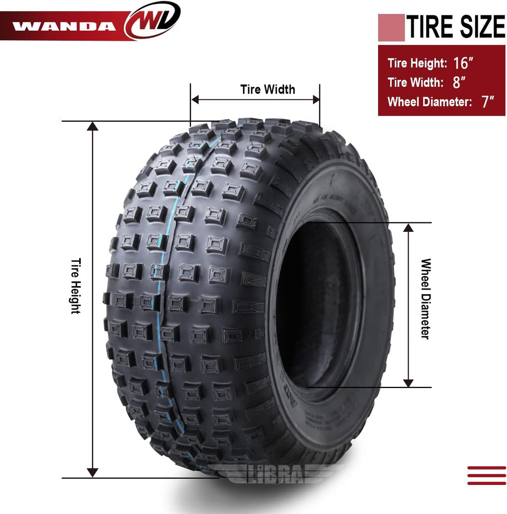 Set of 4 16x8-7 4PR ATV Tires U7186