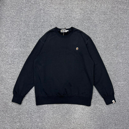 BAPE One Point Ape Head Crewneck Sweatshirt - 420gsm - Gray / Black