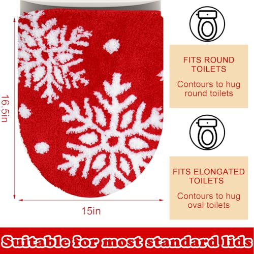 Red White Snowflake Toilet Seat Cover T5522