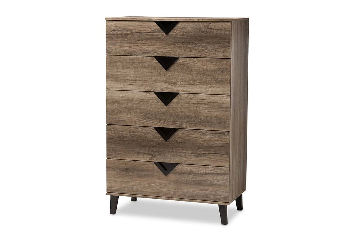 Light Brown Wood 5-Drawer Chest W55647