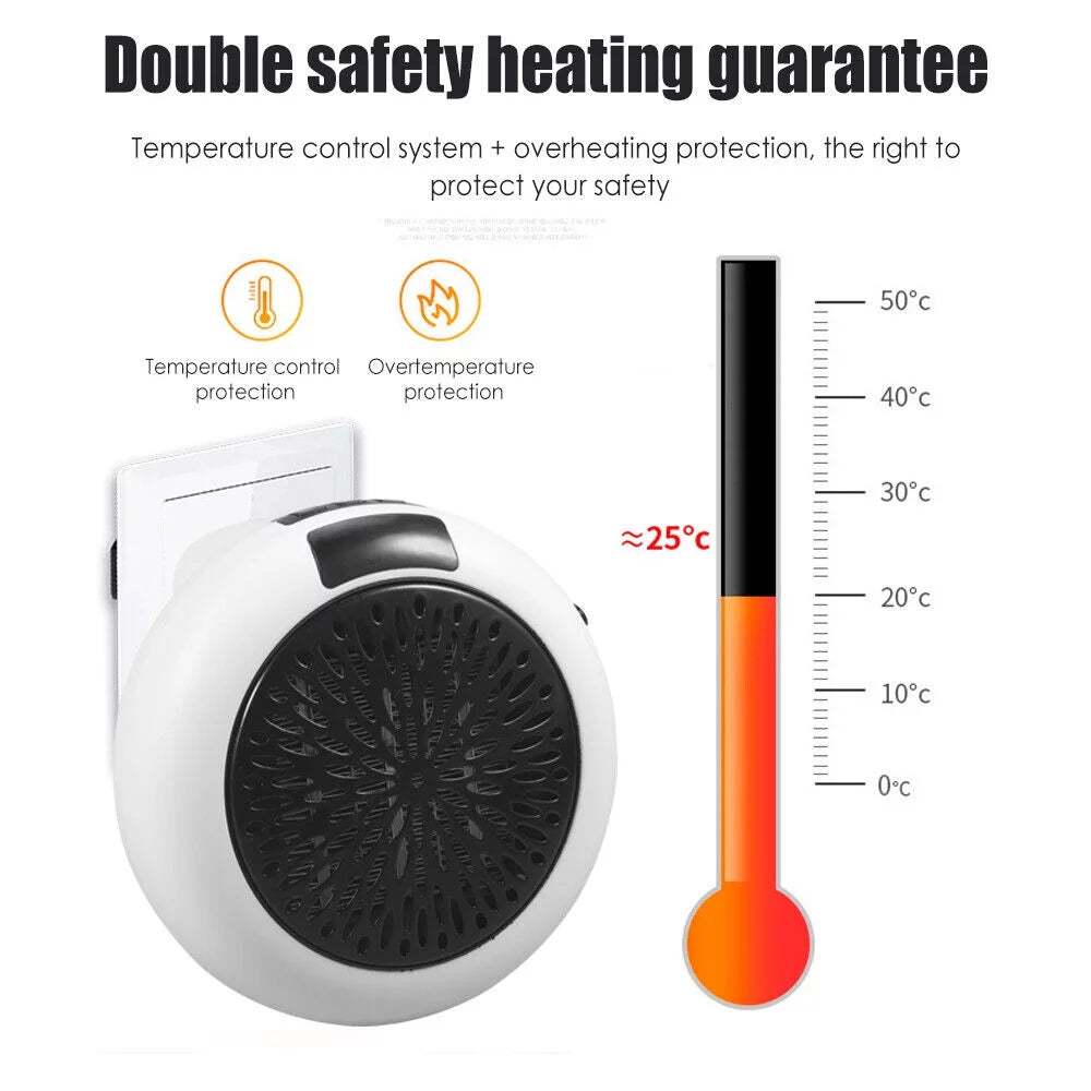 900W Plug-in Electric Heater Fan with Remote Timer R866909