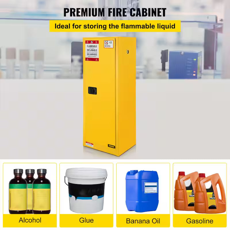 Yellow Galvanized Steel Safety Cabinet U938