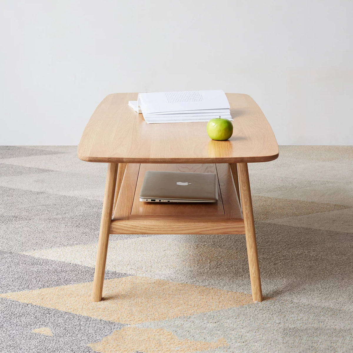 Solid Wood Coffee Table with Storage Shelf 120 x 56 x 44 cm S410
