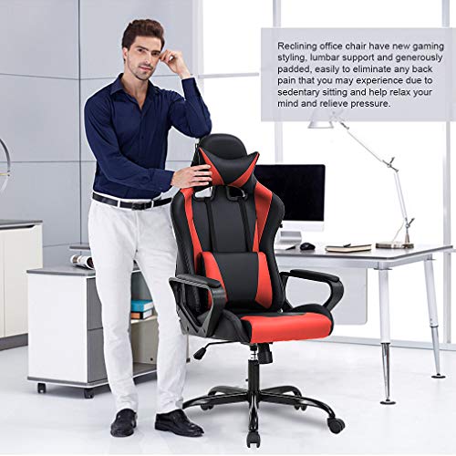 White Ergonomic High-Back Gaming Chair with Lumbar Support U81135