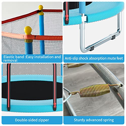 55" Trampoline with Safety Enclosure Net and Basketball Hoop E4034