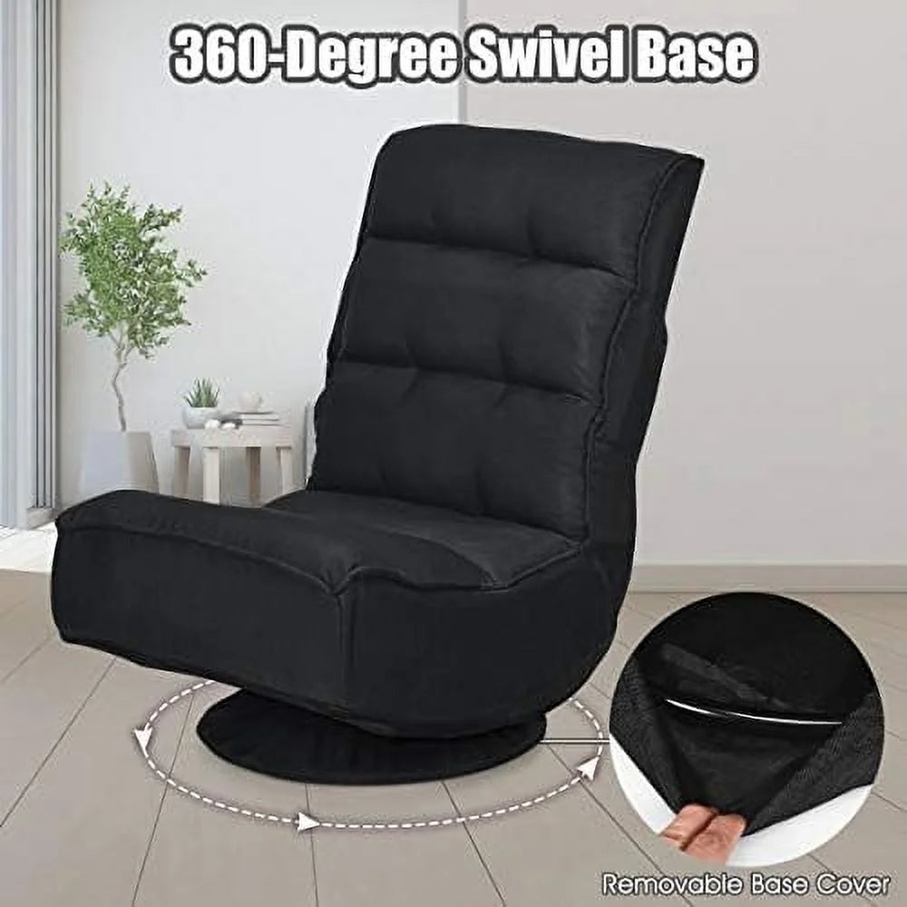 Folding Swivel Floor Chair with 6 Positions Adjustable N377