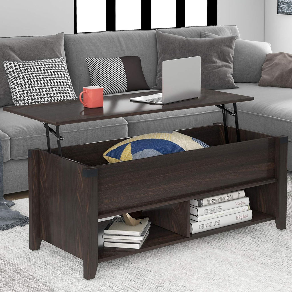Gray Wood Coffee Table with Drawer and Storage Shelf H991432