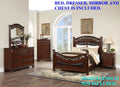 King Size 4p Bedroom Furniture Set Wooden Brown E480