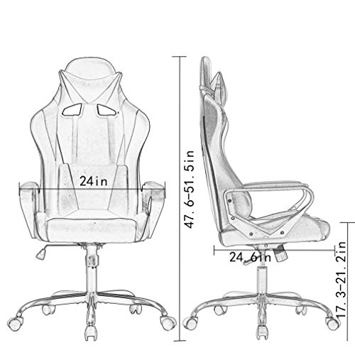 White Ergonomic High-Back Gaming Chair with Lumbar Support U81135
