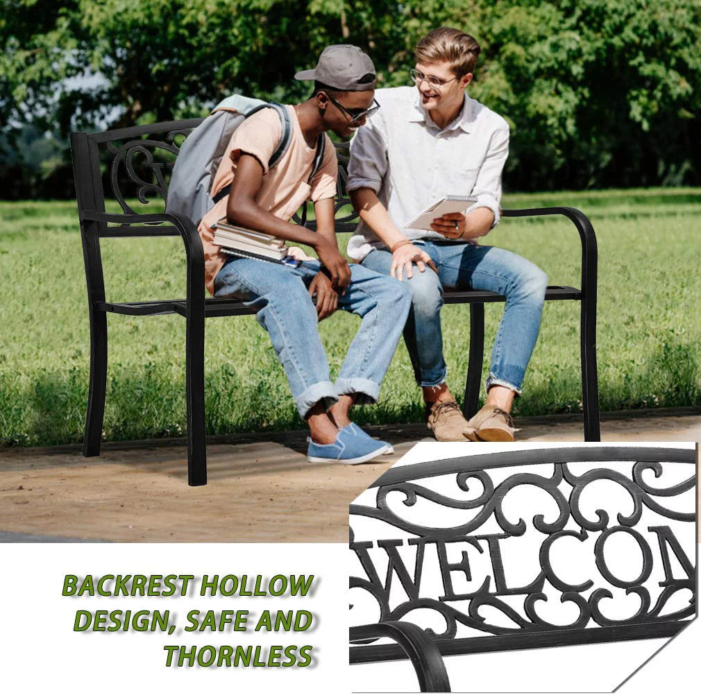 Patio Bench 400 lbs Cast Iron Metal Outdoor Seating M898345