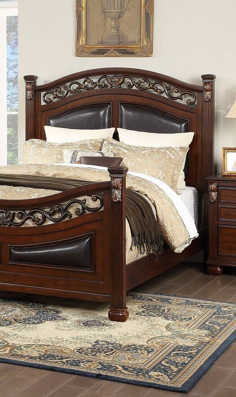 King Size 4p Bedroom Furniture Set Wooden Brown E480