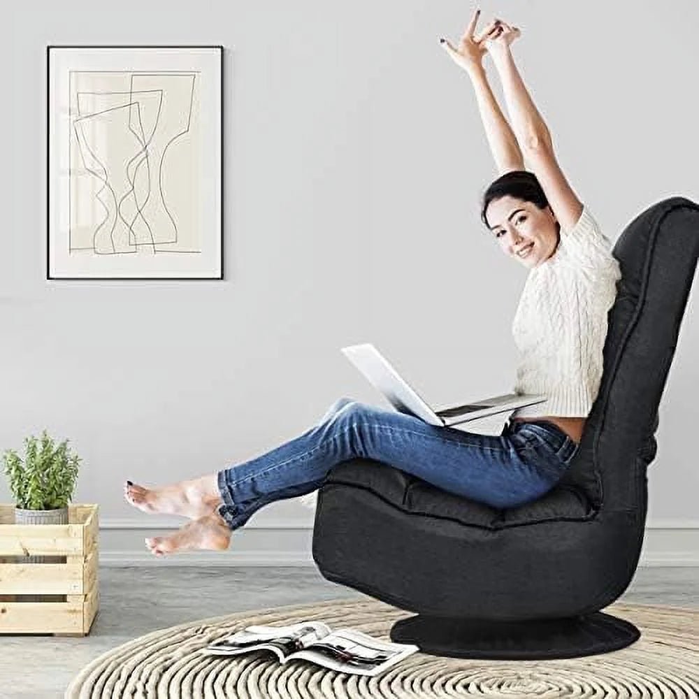 Folding Swivel Floor Chair with 6 Positions Adjustable N377