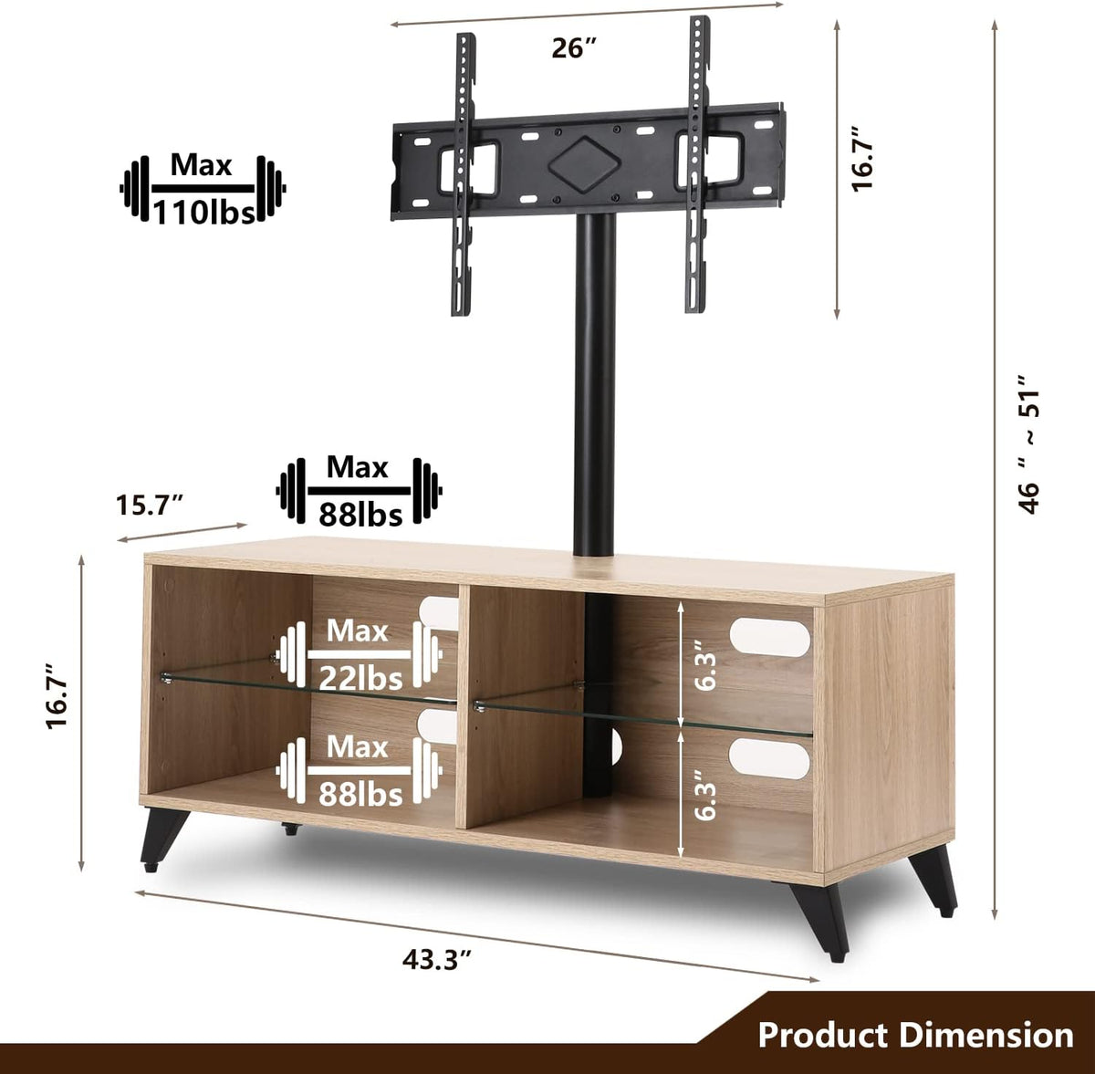 Rolling Wood Corner TV Console Stand with Wheels and Cabinets for up to 60 inch TVs, Walnut G9304