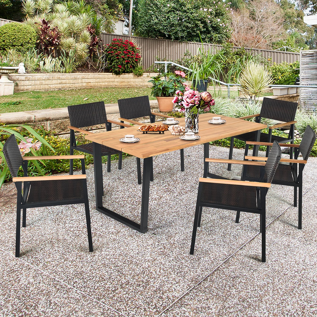 7 Pc Patio Dining Set with Umbrella Hole V809