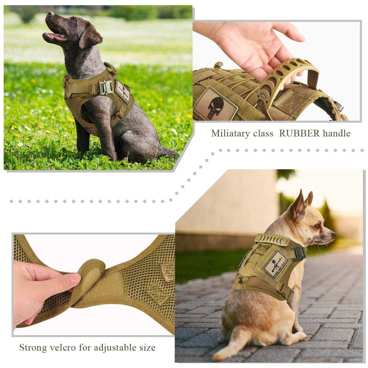 Tactical Service Dog Vest Harness with Rubber Handle & Metal A19230