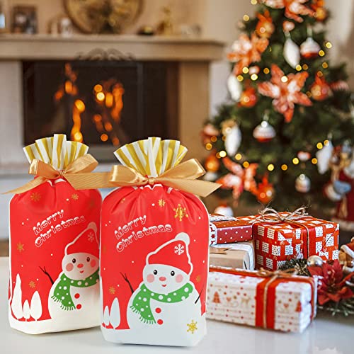 30 Pc Foil Drawstring Christmas Gift Bags Assorted Sizes R19425