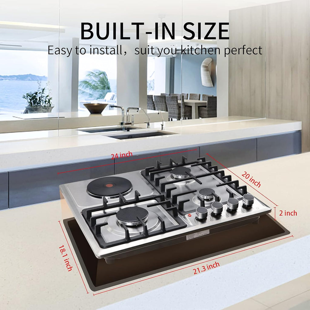 24 Inch 3 Burner Gas Cooktop Stainless Steel I7904